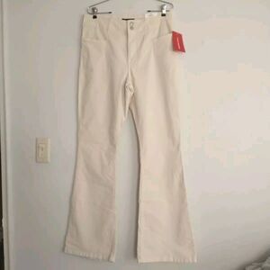 Lucky Brand High Rise Stevie Flare Pants Women 14 32L(33x34") White Corduroy New
